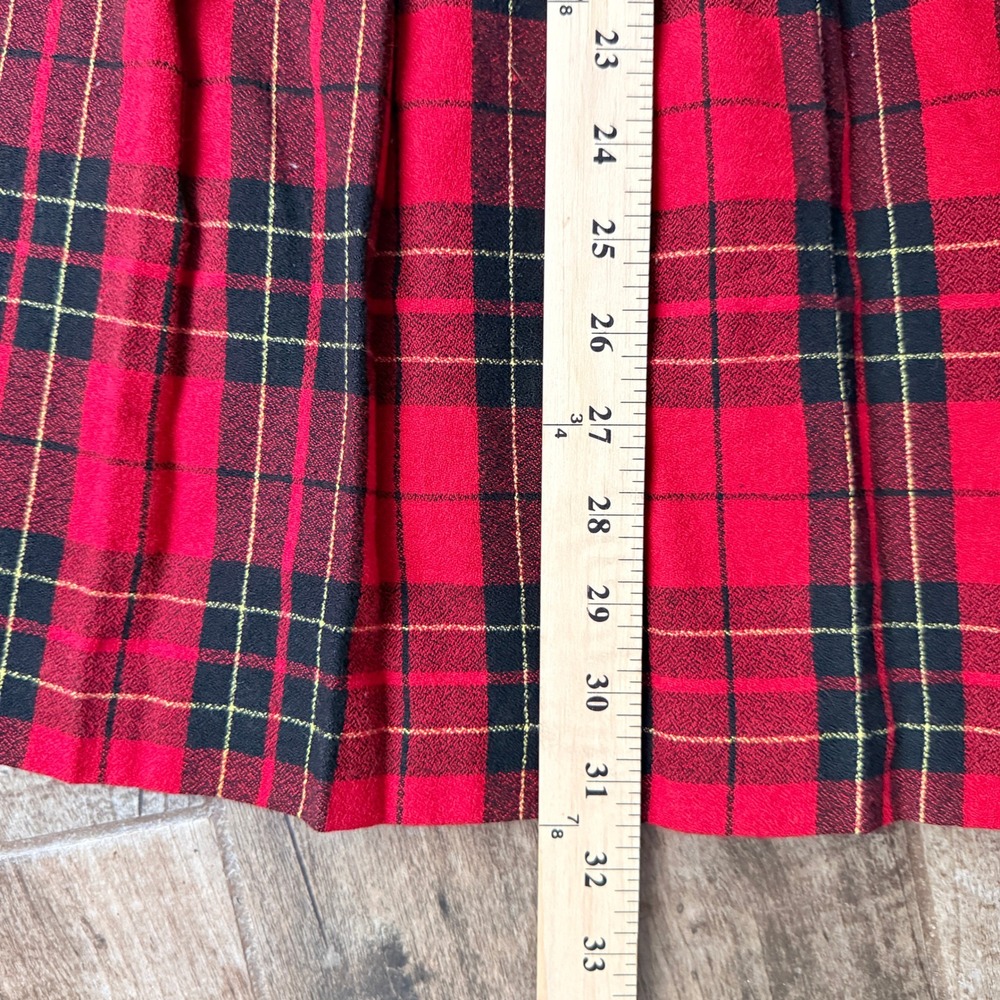 Lloyd Vintage Womens Tartan Plaid High Waist Pleated Midi Skirt,Red Black,14 - Picture 10 of 10